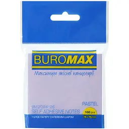 Блок паперу для нотаток Buromax Pastel з клейким шаром 75х75 мм 100 аркушів бузковий (BM.2384-26)