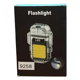 Запальничка електроімпульсна Flashlight 9258 USB з ліхтариком, чорна, спіральна - мініатюра 8