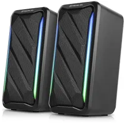 Колонки 2.0 Real-El S-130 Black, 2 x 5 Вт, USB, mini - jack 3.5 мм, RGB - підсвічування (EL121100018) - мініатюра 2