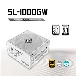 Блок живлення ASRock Steel Legend 1000W 80+ Gold White (SL-1000GW) - мініатюра 8