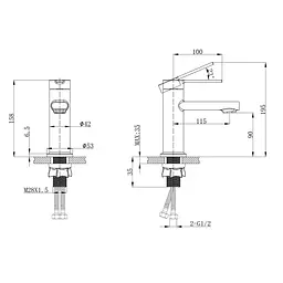 Змішувач для умивальника Mixxus Lord 001 Nut Graphite MI7137, Графіт - мініатюра 2