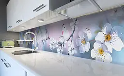 Кухонний фартух Вишневий колір Метелик ПВХ для декору 60х300 см Блакитний Happy Pocket Z184419 - мініатюра 5