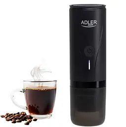 Портативна кавоварка Adler AD 4400, акумулятор 7500 мАг, тиск 20 бар, живлення від USB, для мелених зерен та капсул Nespresso
