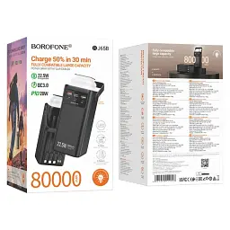 Повербанк 80000мА·г з швидкою зарядкою 22.5Вт BOROFONE BJ65B Чорний Power Bank - мініатюра 2