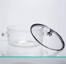 Каструля скляна Yiwu HP-34-102 2.5 л, діаметр 20 см, для варіння та тушкування, прозора - мініатюра 7