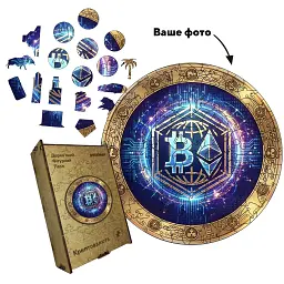Дерев'яний фігурний пазл puzzlean Криптовалюта, А3, Дерев'яна коробка 200 елементів