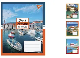 Зошити учнівські 36 аркушів клітинка. YES Travel, зошит дя записів 15 шт. в упаковці