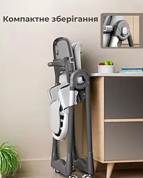 Дитячий стільчик для годування з підставкою для ніжок стілець з регульованою спинкою та стільницею дитяче крісло біло-чорне - мініатюра 9