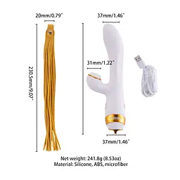 Вібратор-кролик з пульсацією та флогером LOCKINK SEVANDA Whip Vibrating Massage Wand, біло-золотий - мініатюра 7