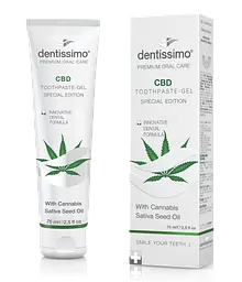 Зубная паста-гель Dentissimo CBD (Каннабидиол), 75 мл - Противовоспалительное действие и восстановление эмали