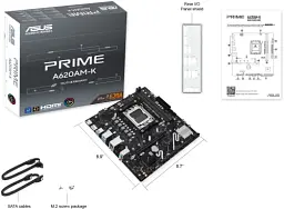 Материнська плата AM5 Asus PRIME A620AM-K, A620A, 2xDDR5, Int.Video (CPU), 4xSATA3, 1xM.2, 1xPCI-E 4.0 x16, 1xPCI-E 3.0 x1, Realtek 7.1, Realtek 1Gb, 5xUSB 3.2 / 4xUSB 2.0, HDMI/DP, MicroATX - мініатюра 6
