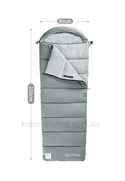 Спальник Naturehike M180 (NH20MSD02) +12°C - з капюшоном - лівий - сірий - мініатюра 2