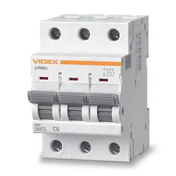 Автоматичний вимикач RS6 3п 6А 6кА С VIDEX RESIST VIDEX (26578-000) - мініатюра 1