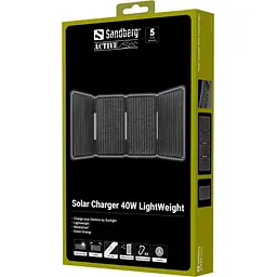 Сонячна панель Sandberg 40W (83x32,1см) DC40W, 5V/3.4A USB-A (23W) + 5V/3A QC3.0 + USB-C PD(30W) - мініатюра 7