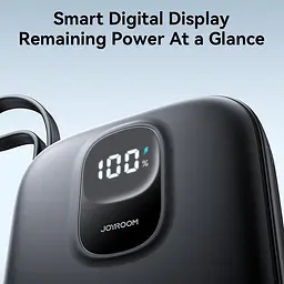 УМБ Joyroom 10000mAh 22,5W PD,QC, USB-A, USB-C In/Out with built-in USB-C cable Black - мініатюра 7