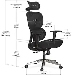 Крісло Mealux D1 Air Fabric Black ( HF-D1 F/B) - мініатюра 3