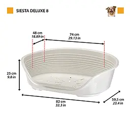 Пластиковий лежак для собак та котів Ferplast Siesta Deluxe 8 сірий 82х59.5х25 см 70208947 - мініатюра 2