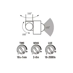Прожектор Videx LED F2e 10W 900Lm 5000K 220V з датчиком руху та освітленості (VLE-F2e-105W-S) - мініатюра 4