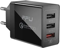 Адаптер блок живлення 3 порти (виходу) Essager Fangbo QC3.0 3U (QC+Dual 2.4A) чорний