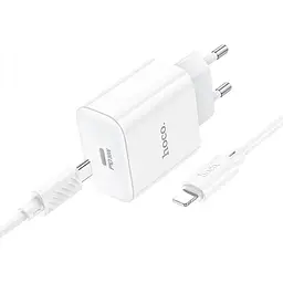 Комплект зарядного пристрою Hoco C76A Pro 1Type-C PD/QC 30W PPS Type-C to Lightning White - мініатюра 3