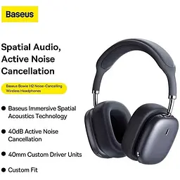 Навушники Baseus Bowie H2 Noise-Cancelling Wireless Headphone (NGTW260013) сірі - мініатюра 10
