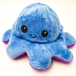 М'яка іграшка Восьминіг перевертень двосторонній веселий сумний Mood Octopus 16 см UKC фіолетово/блакитний