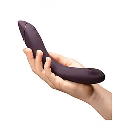 Лубрикант Womanizer OG + 50 мл - Вибратор для точки G c вакуумной стимуляцией, 17.6х3.9 см баклажановый - миниатюра 19