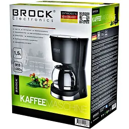 Кавоварка BROCK CM 1501 SS крапельна 1.5 л 915-1080 Вт мелена чорнa - мініатюра 2