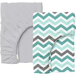Набір простирадл на резинці Cosas MINT ZIGZAG 60х120х12 см (SetSheet_Grey_ZigMintGrey_120x60)