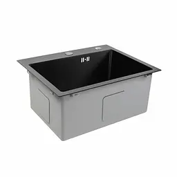 Кухонна мийка Platinum Handmade 50x45 PVD чорна (сифон круглий чорний 3.0/0.8) - мініатюра 2