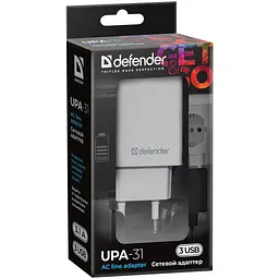 Зарядное устройство для Defender UPA-31 white, 3xUSB, 5V / 3.1A (83587) - миниатюра 4