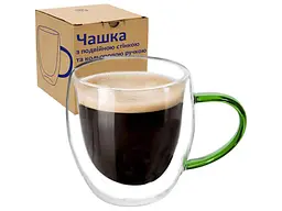 Чашка SNT з подвійною стінкою 250мл 202-27 та кольоровою ручкою