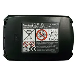 Акумулятор для продукції Makita G-серії BL1815G, 18 В, 1.5 А⋅год (198186-3) - мініатюра 5