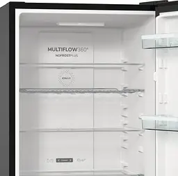 Холодильник Gorenje 185х60х60см 2 двері 204(96) л А++ NoFrost+ LED дисплей чорний (NRK6192ABK4) - мініатюра 4