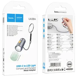 Ліхтарик Hoco UA38A LED міні брелок живлення від Type-C - мініатюра 5