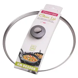 Кришка Kamille скляна з металевим обідком 26 см (KM-0825GR) - мініатюра 2