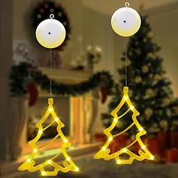 Новорічна LED гірлянда фігурка Ялинка Christmas Tree декор на вікно тепле біле світло набір з 2 шт (SKU-012)