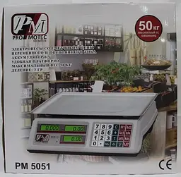 Ваги торговельні електронні з лічильником ціни на 50 кг. PM 5051 Promotec із акумулятором 6 вт - мініатюра 5