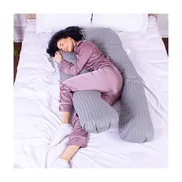Подушка MirSon для вагітних і відпочинку Satin Stripe №8027 U-подібна Light Gray (2200006178651) - мініатюра 3