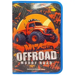Папка для ручної праці на блискавці А4 "Offroad muddy road" Апельсин АП-1002-8