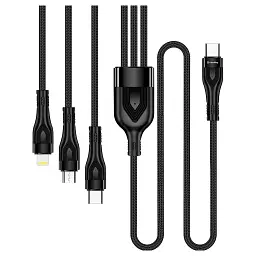 Дата кабель USB-C to Lightning + Micro 5P + USB-C 1.2m 3.0A (PD60W data) Black ColorWay (CW-CBPDU3060-BK) - мініатюра 2
