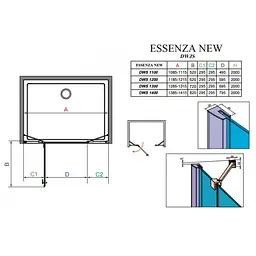 Душові двері Radaway Essenza New DWJS 140x200 скло прозоре ліві (385033-01-01L) - мініатюра 2