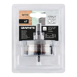 Коронка Graphite по дереву, загартовані зубці, 26–63х25мм, 7шт (56T751) - мініатюра 7