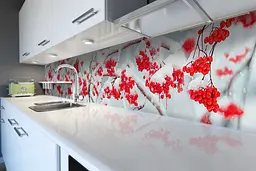 Кухонний фартух Калина в снігу для кухні наклейка ПВХ червоні ягоди зима Білий 60х200 см Happy Pocket Z180464 - мініатюра 6
