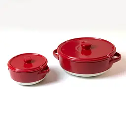 Форма для запікання МВМ My Home кругла з кришкою M 22.5х18х7.5 см (KP-45 M WHITE/RED)