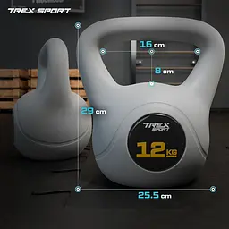 Гиря вінілова 12кг Trex Sport TX-012CKB сірий - мініатюра 12