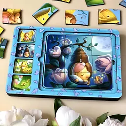 Дерев'яна настільна гра Етапи розвитку метелика Ubumblebees (ПСФ017) PSF017 сортер-пазл - мініатюра 4
