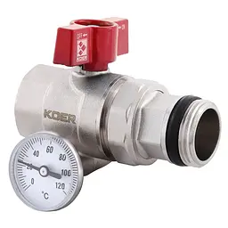 Кран з американкою "антипротечка" з термометром прямий Koer KR.1032-Gi - 1" KR2893 - мініатюра 3