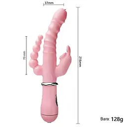 Потрійний вібратор (Кролик) Babydoll Подвійний Рожевий 2001-1 - мініатюра 4