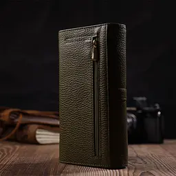 Жіночий гаманець з великою кількістю відділень із натуральної шкіри Tony Bellucci 22066 оливковий - мініатюра 8